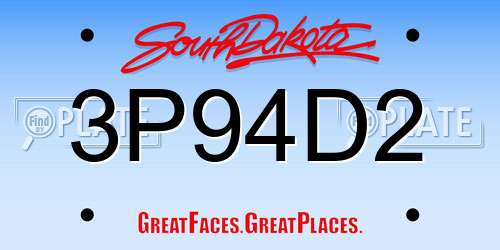 3P94D2 South Dakota License Plate