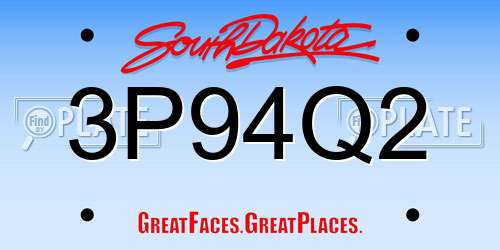 3P94Q2 South Dakota License Plate