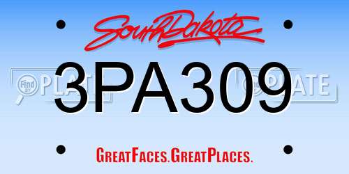 3PA309 South Dakota License Plate