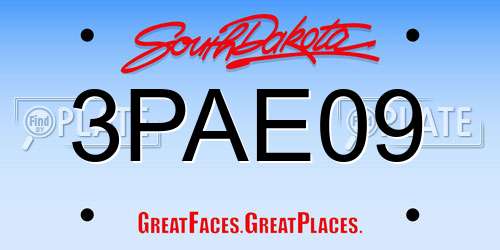 3PAE09 South Dakota License Plate