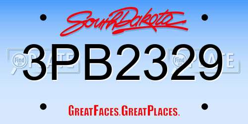 3PB2329 South Dakota License Plate