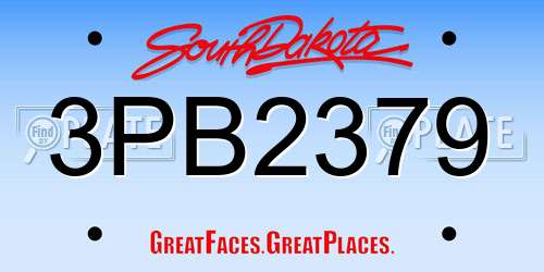 3PB2379 South Dakota License Plate