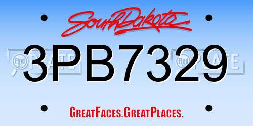 3PB7329 South Dakota License Plate
