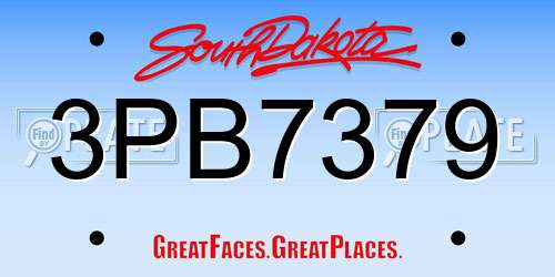 3PB7379 South Dakota License Plate
