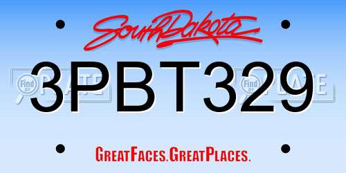 3PBT329 South Dakota License Plate