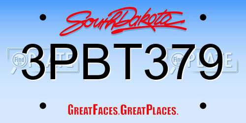 3PBT379 South Dakota License Plate