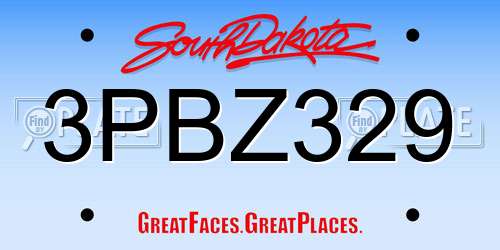3PBZ329 South Dakota License Plate