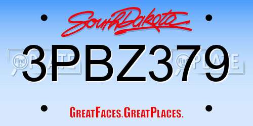 3PBZ379 South Dakota License Plate