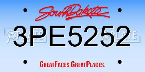 3PE5252 South Dakota License Plate