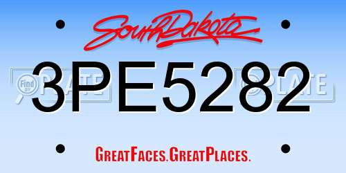 3PE5282 South Dakota License Plate