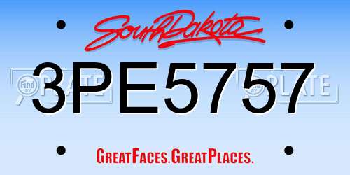 3PE5757 South Dakota License Plate