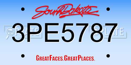 3PE5787 South Dakota License Plate
