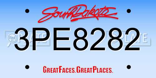 3PE8282 South Dakota License Plate
