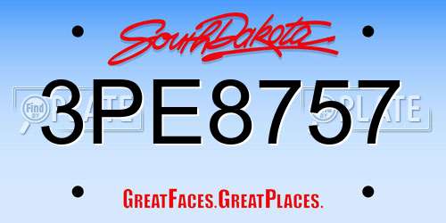 3PE8757 South Dakota License Plate