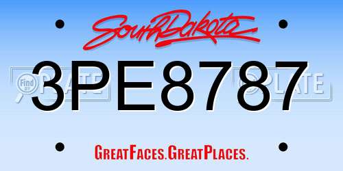 3PE8787 South Dakota License Plate