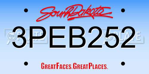 3PEB252 South Dakota License Plate