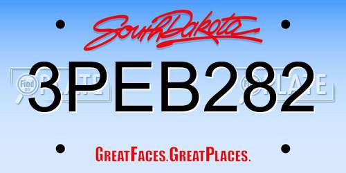 3PEB282 South Dakota License Plate