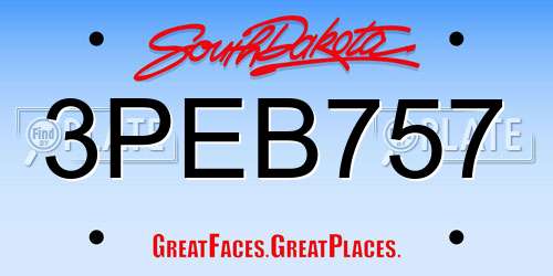 3PEB757 South Dakota License Plate