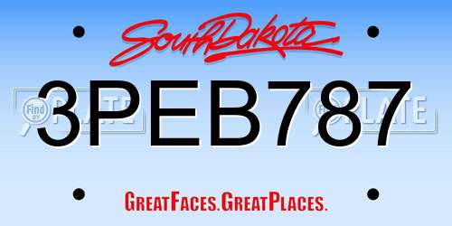 3PEB787 South Dakota License Plate
