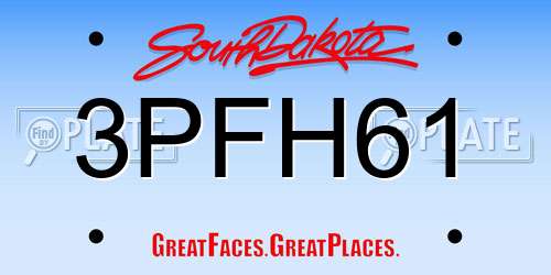 3PFH61 South Dakota License Plate