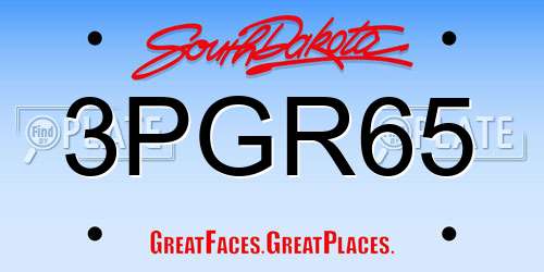 3PGR65 South Dakota License Plate