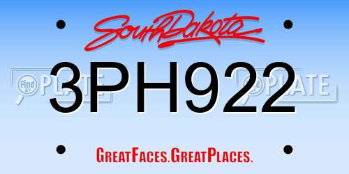 3PH922 South Dakota License Plate