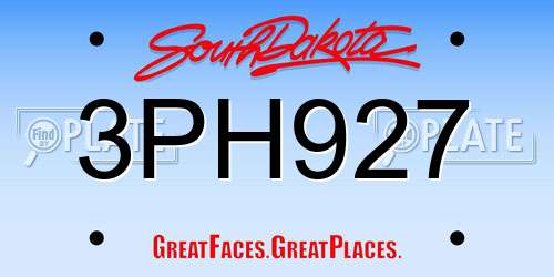 3PH927 South Dakota License Plate