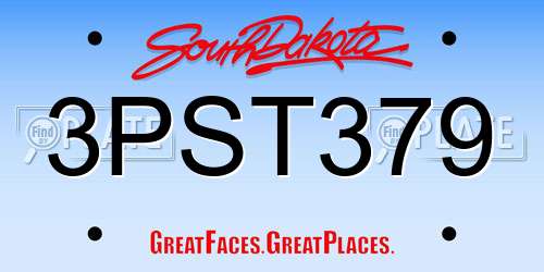3PST379 South Dakota License Plate
