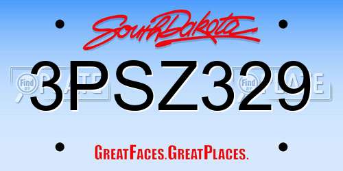 3PSZ329 South Dakota License Plate