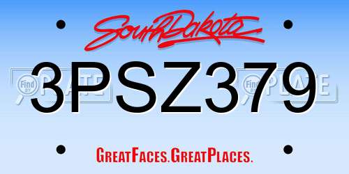 3PSZ379 South Dakota License Plate