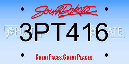 3PT416 South Dakota License Plate