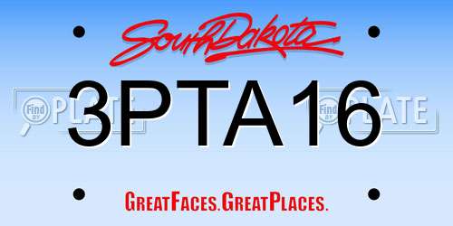 3PTA16 South Dakota License Plate