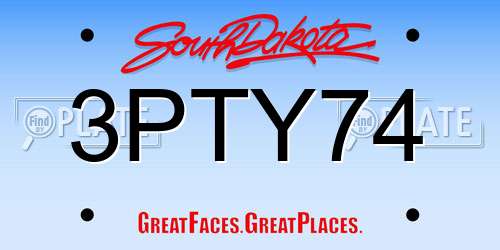 3PTY74 South Dakota License Plate