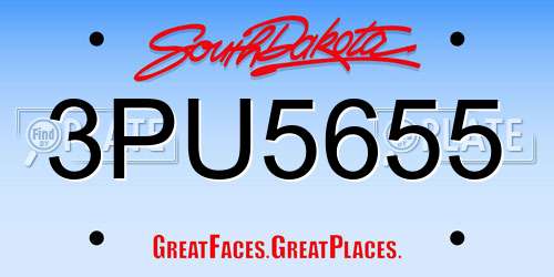 3PU5655 South Dakota License Plate