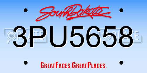 3PU5658 South Dakota License Plate