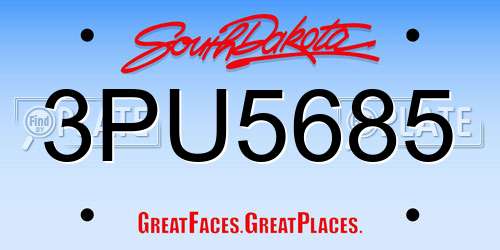 3PU5685 South Dakota License Plate