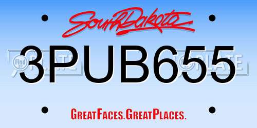 3PUB655 South Dakota License Plate