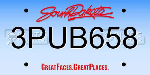 3PUB658 South Dakota License Plate