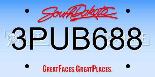 3PUB688 South Dakota License Plate