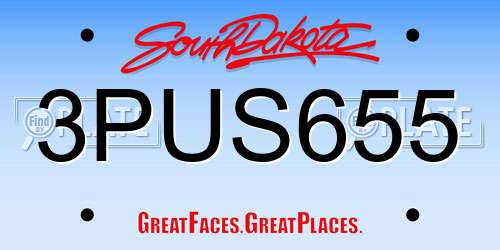 3PUS655 South Dakota License Plate