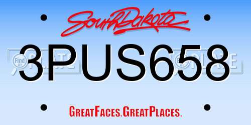 3PUS658 South Dakota License Plate