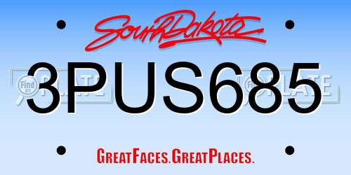 3PUS685 South Dakota License Plate