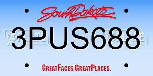 3PUS688 South Dakota License Plate