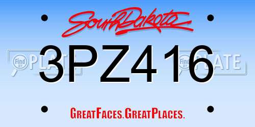 3PZ416 South Dakota License Plate