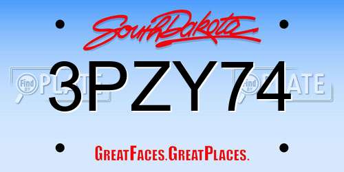3PZY74 South Dakota License Plate