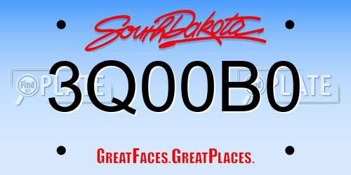3Q00B0 South Dakota License Plate