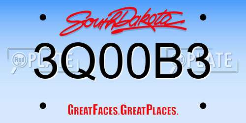 3Q00B3 South Dakota License Plate