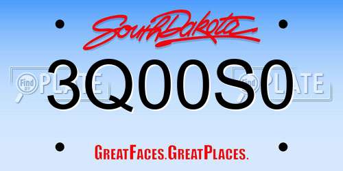 3Q00S0 South Dakota License Plate