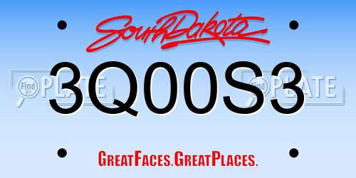 3Q00S3 South Dakota License Plate