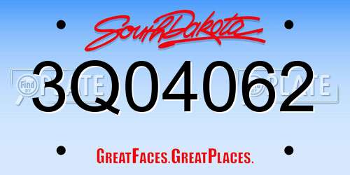 3Q04062 South Dakota License Plate